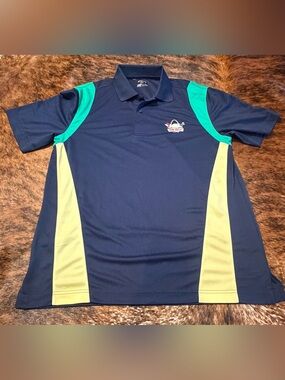 Monterey Club Dry Swing Golf Shirt Pin High Embroidery Blue Mens Size Large